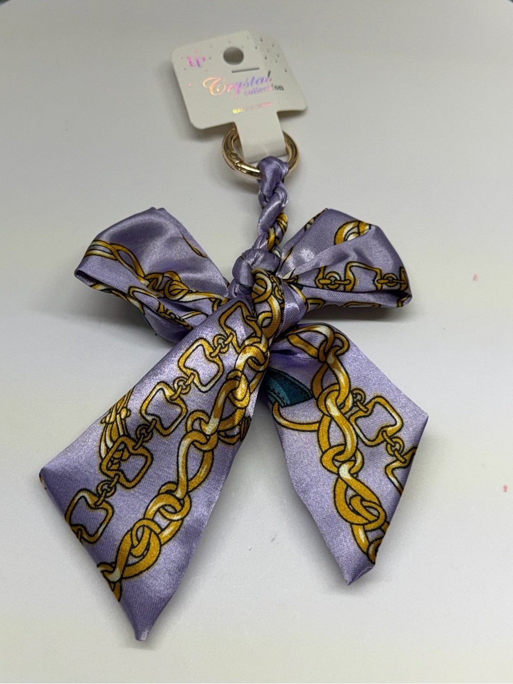 Lavender Chain-Print Bow Keychain